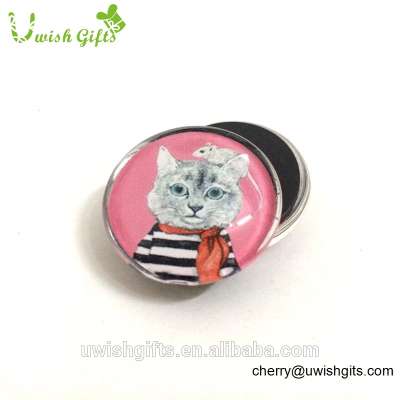 Japan souvenir sublimation promotional cute cat crystal glass fridge magnets for door