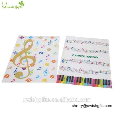 Promotional A4 PP plastic custom school design l shape music folder for kids